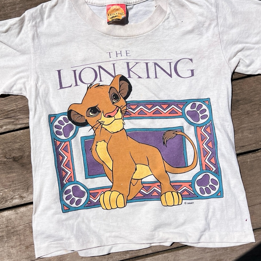 90s Vintage Single Stitch Disney The Lion King Simba Tee - cream